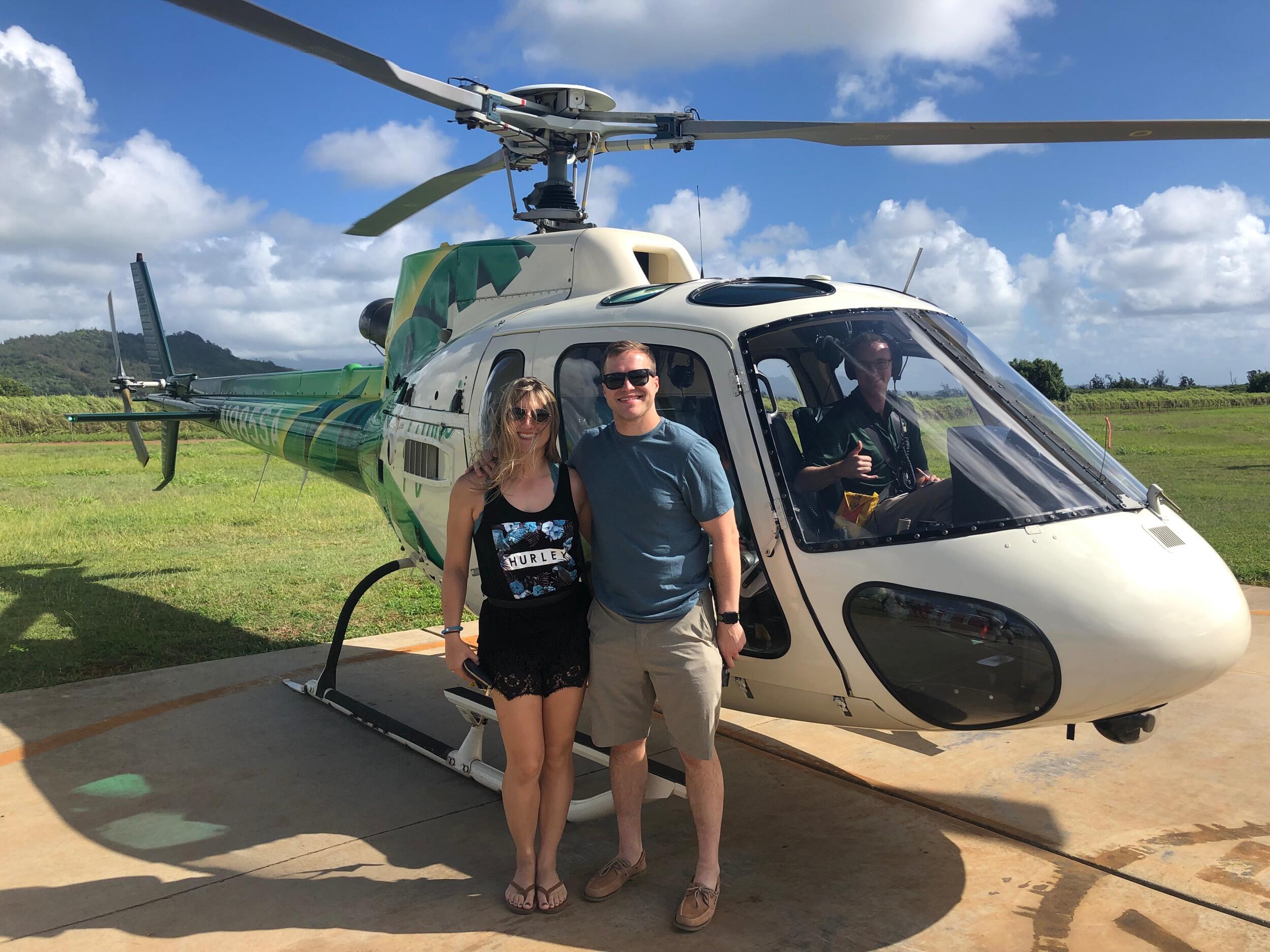 After a helicopter tour of Kauai. It was so gorgeous it brought Marisa to tears!