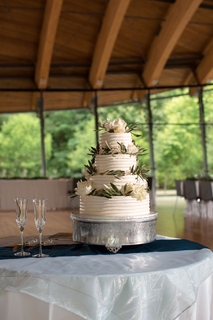 Olive Leaf Decorated Buttercream Wedding Cake