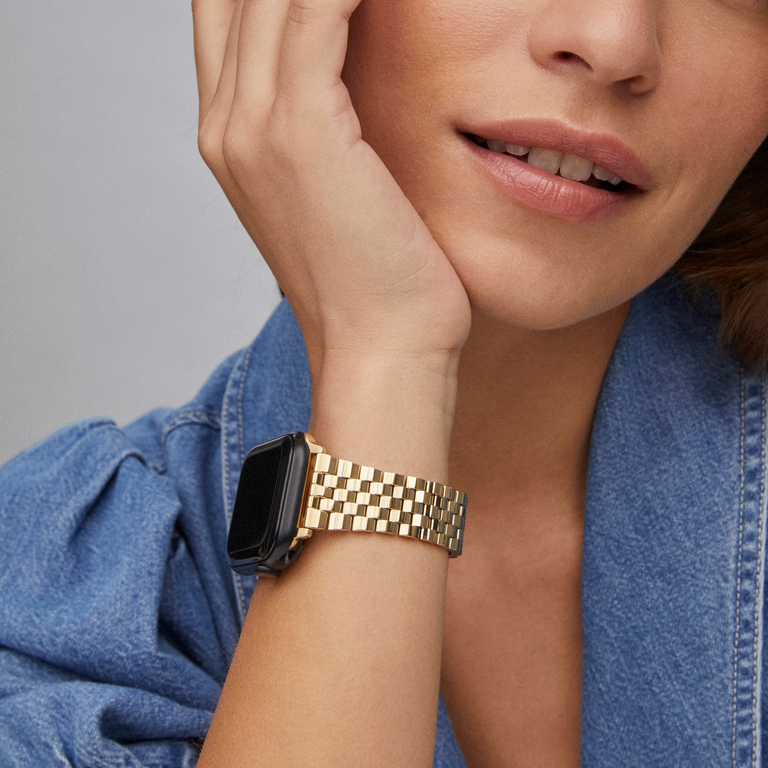 Gold smartwatch band from Kendra Scott
