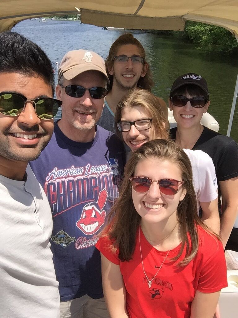 Abhishek's first time fishing with us out on the pontoon boat at Portage Lakes!