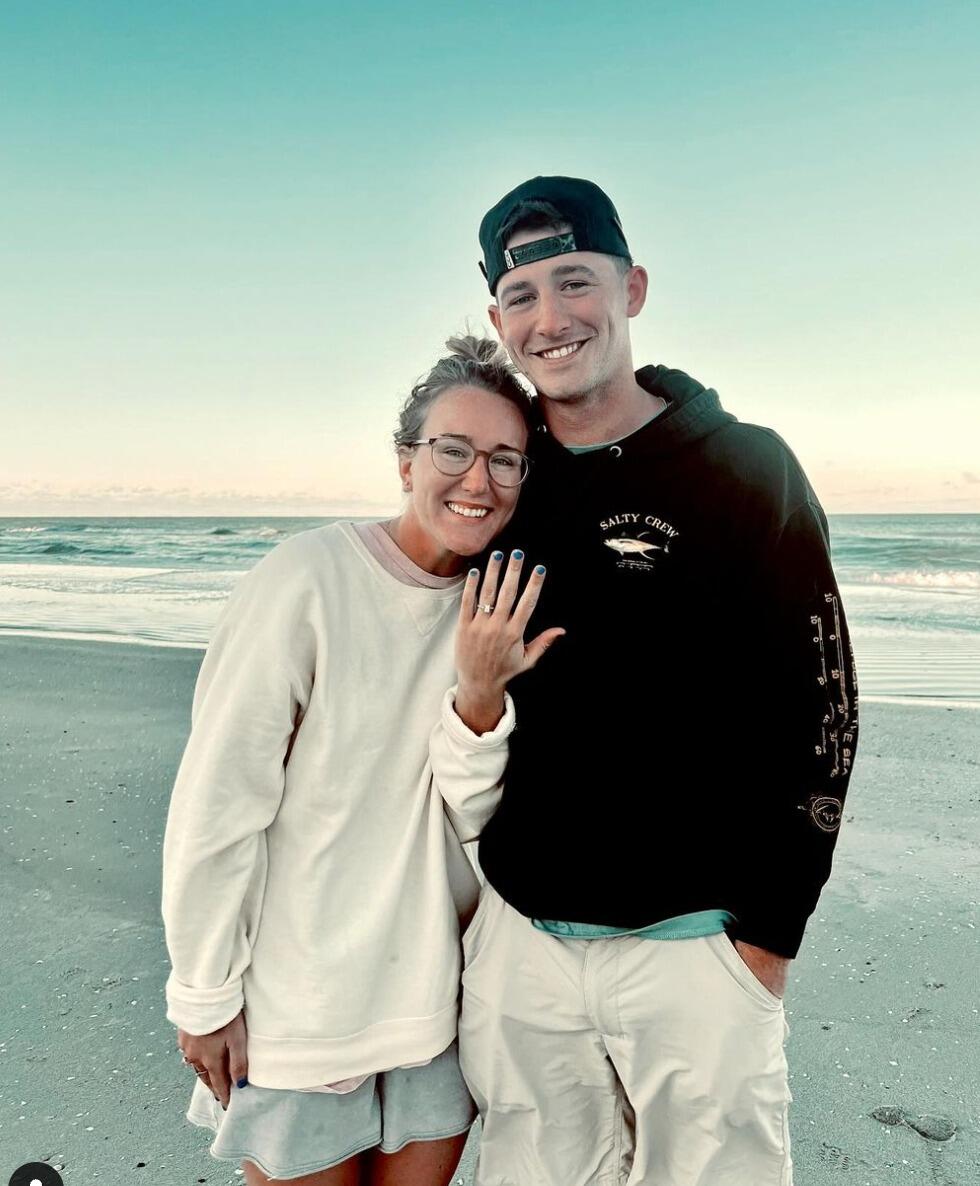 I'm sure Taylor's story to this day is A LOT different than mine LOL. But I thought I would for sure know the day I would be getting proposed to, and in my mind it would not be at 7 am on a morning sunrise walk.... Haha. BUT! This was the greatest day of my life! Taylor couldn't keep the ring in his sunglass case for one. more. day.(when he and everyone else was prepared the proposal would happen, which was supposed to be a couple days into vacation), so he asked the first thing on the first morning on vaca! Wouldn't have wanted it any other way:-) A sweet stranger snapped this picture of us seconds after the start to FOREVER! 