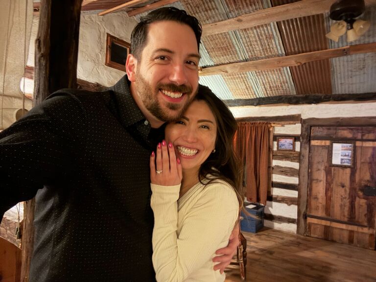 
The Night of The Proposal❤️ At the amazing Swedish Cabins Lukas booked. I finally processed (a bit) what happened and was able to give a big smile for the pic😍💕