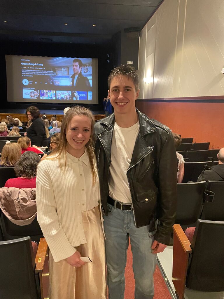"Grease" sing-along! We totally won the costume contest!!
 Not to brag or anything 👀