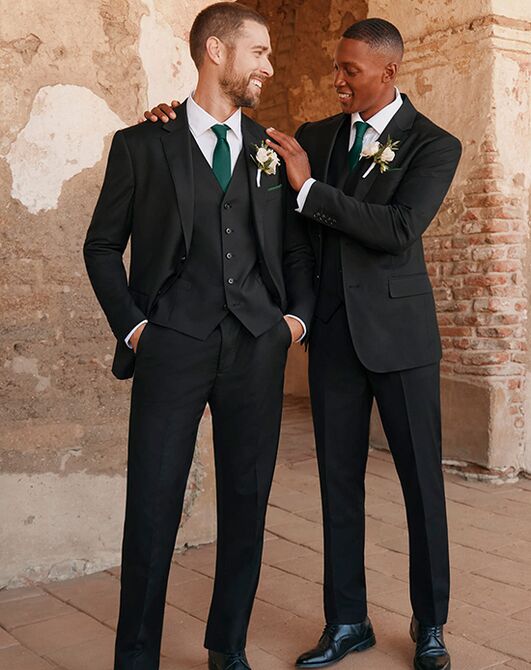 black dress with grey suit Black Dress and Grey Suit