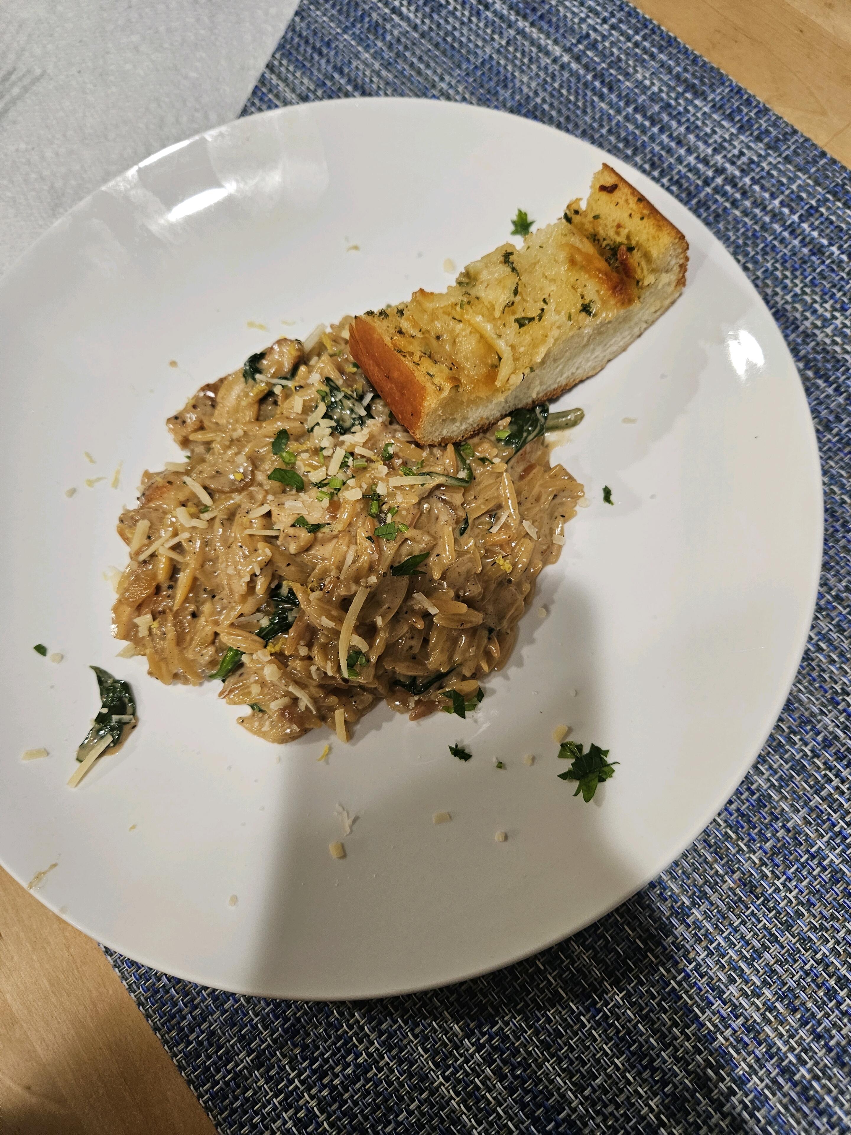 Our second first date when Brandon made Lemon Chicken Orzo🥰