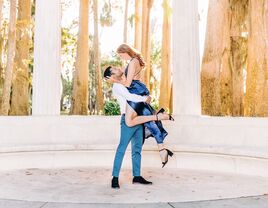 Man doing a romantic dance move with partner