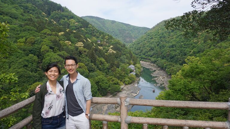 Huge beautiful ravine in Japan. Shortly after this photo was taken, Nancy almost tumbled into said ravine because of a giant hornet.