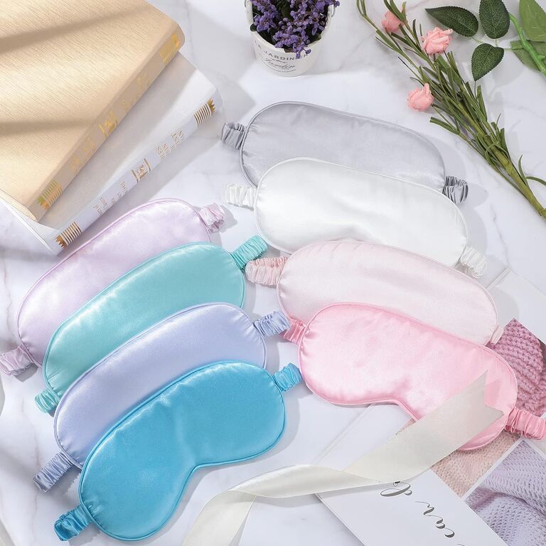 Satin sleep masks in different pastel colors bridal shower favor idea