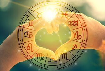 Hand heart with zodiac sign graphic