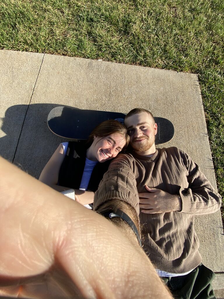 Teaching Em how to ollie feat. Christian's new buzz cut.