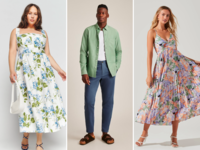 Men and women's spring engagement photo outfits.