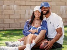 Dak Prescott and girlfriend Sarah Jane Ramos with their daughter MJ