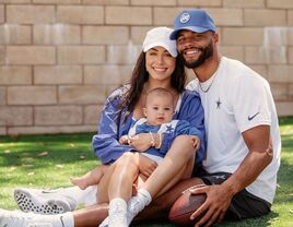 Dak Prescott and girlfriend Sarah Jane Ramos with their daughter MJ