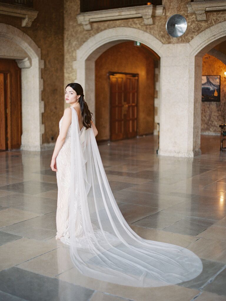Noon On The Moon cathedral-length wedding cape 