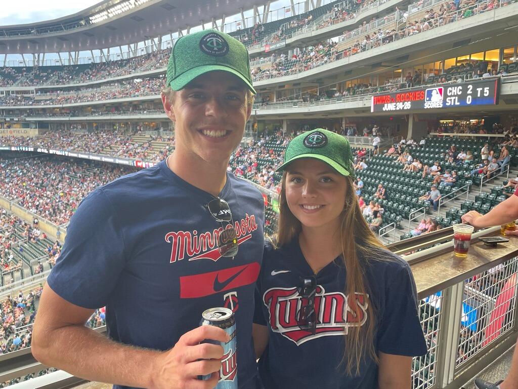 Big Twins fans and it was UND night so we got free hats!!
