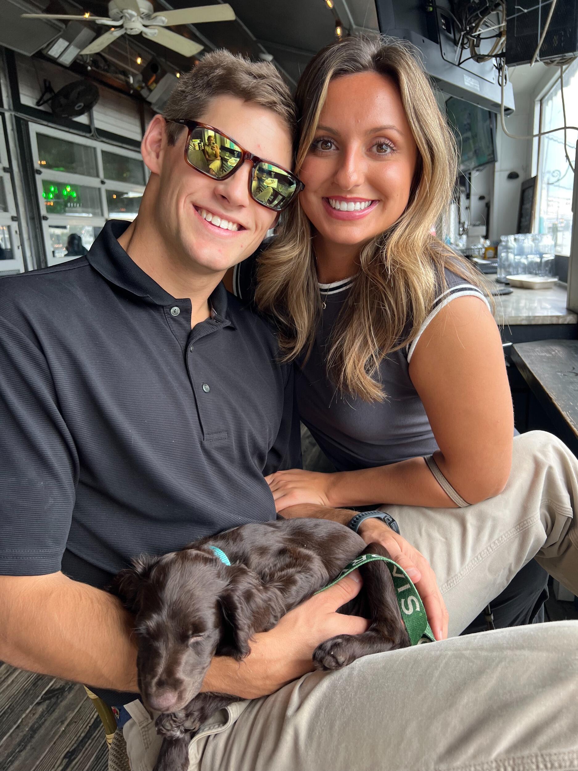 A few days after we got a puppy, Honey! (Rhett drove 8 hours in one day to pick her up, we just had to have her!)
