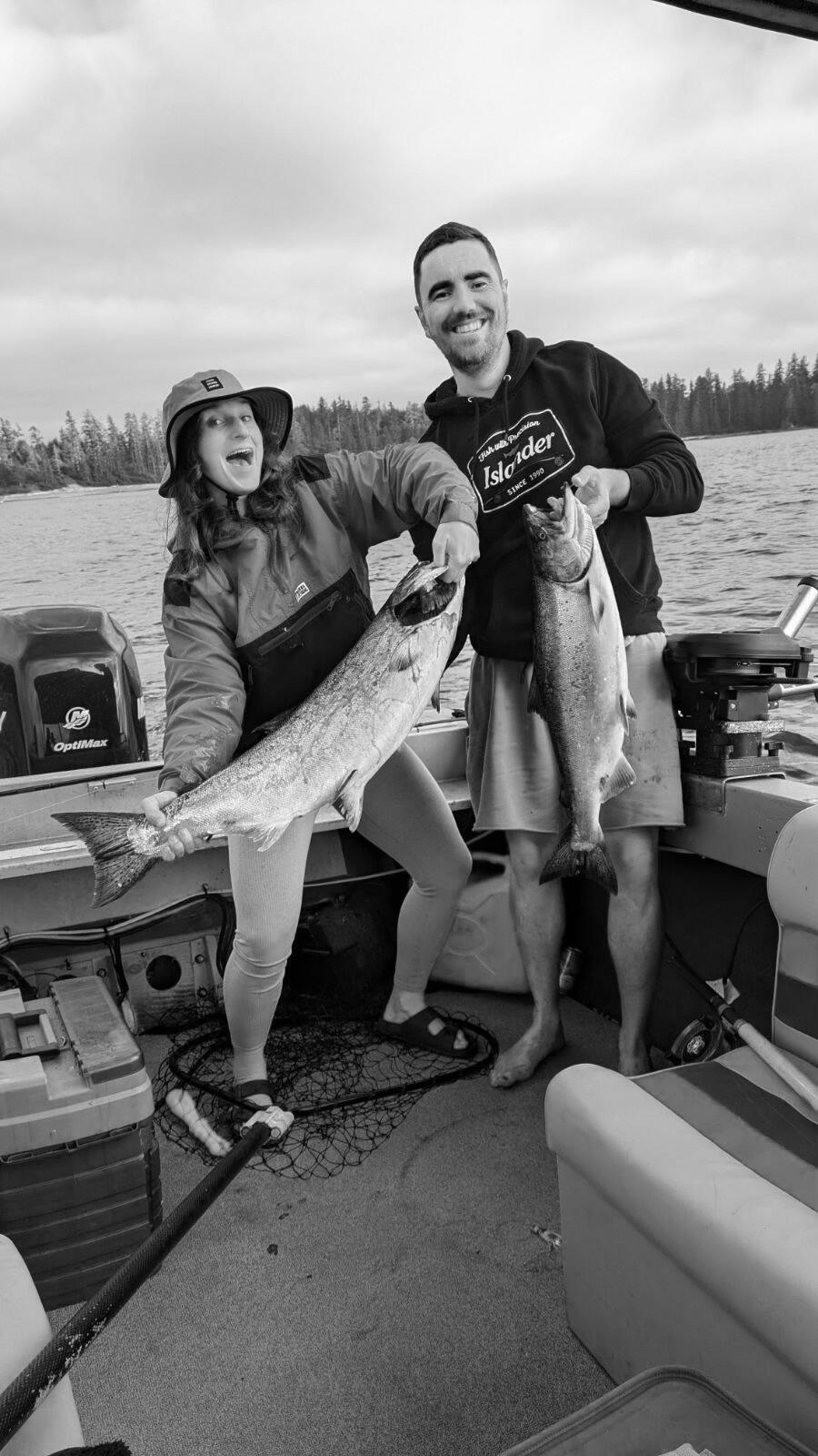 Georgia teaching Evan how to fish