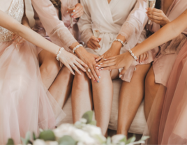 Bride and her bridesmaids with matching bracelets