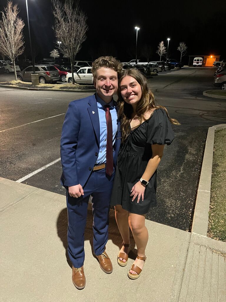 Our first picture together!! We started dating a few days after this on April 4, 2023! We had been friends for a year and a half at this point. So sweet to see the Lord's plan for us unfold. Our first date was in Brookston, IN where we walked the heart trail and got ice cream!