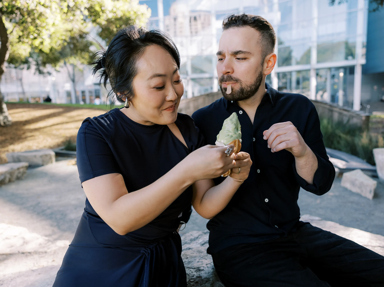 Couple eating ice cream