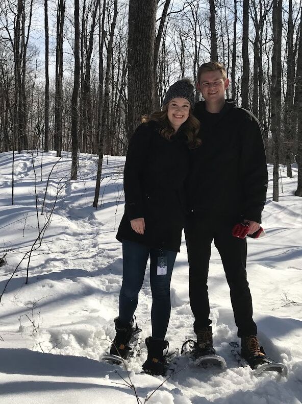 Tried snowshoeing together for the first time.