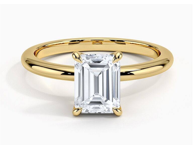 Emerald cut engagement on sale ring plain band