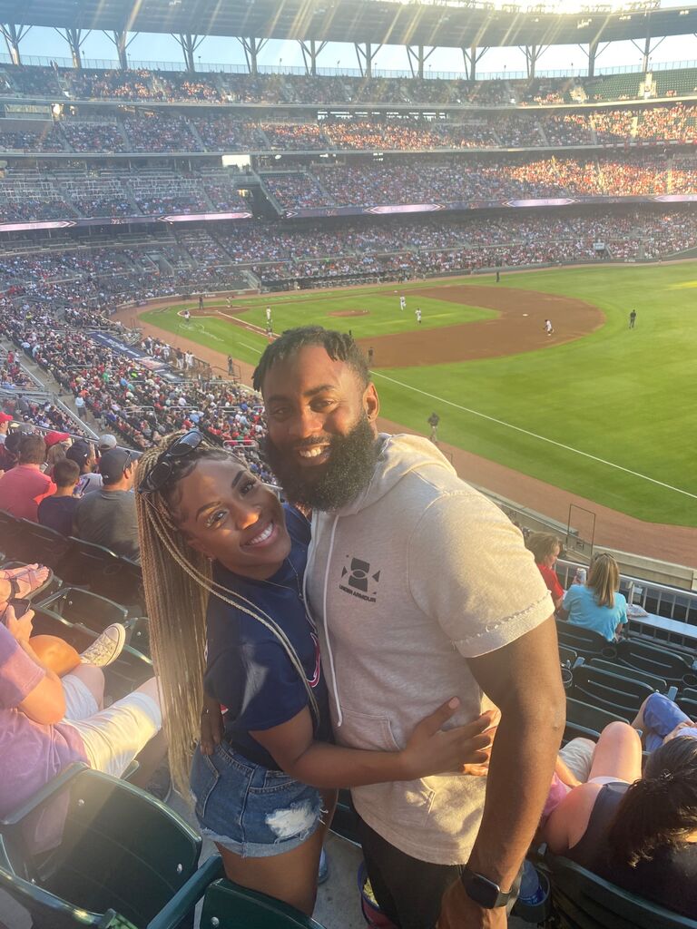 Jasha is an Ex- MLB player and he loves the game of baseball. He took Joya to her first Major League Baseball game at the Braves Stadium. 