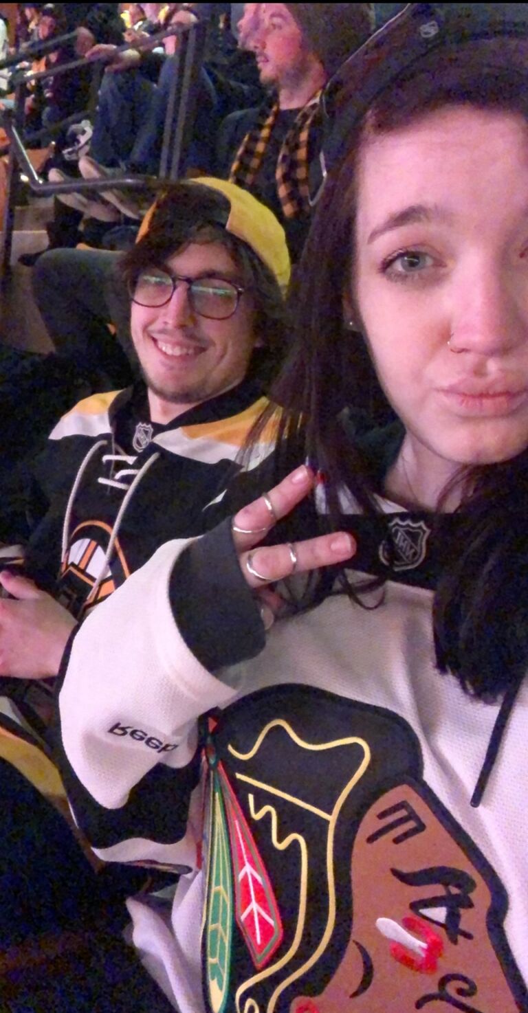 Our first Bruins (and Blackhawks) game together.