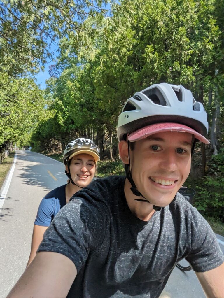 We celebrated our 2 year anniversary with a beautiful trip to Michigan. We road tripped all the way up the coast and visited Mackinac Island where we tried tandem biking for the first time. We didn't fall!