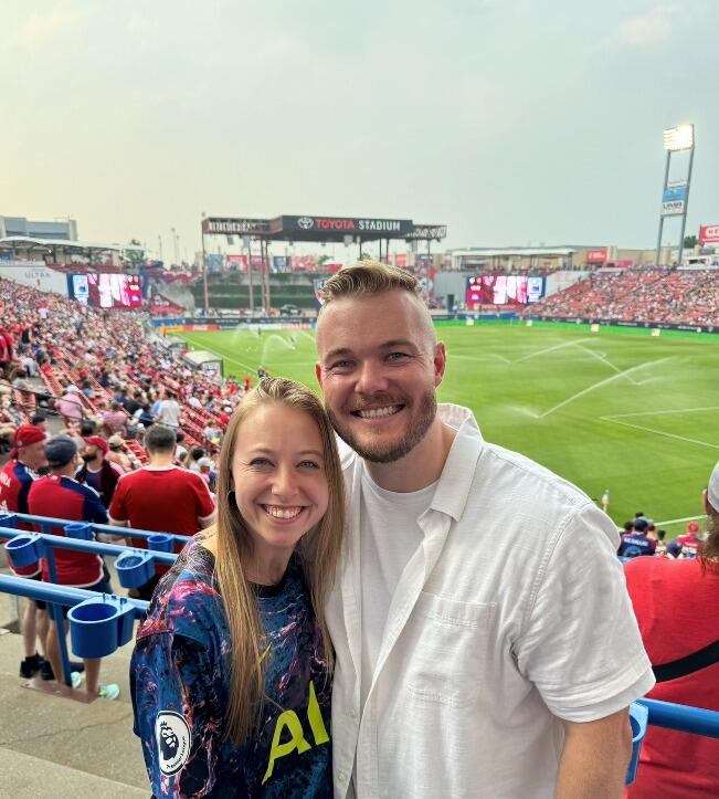FC Dallas Soccer Game w/ our friends, Rafi and Asha. We had so much fun cheering behind the percussion fan band!