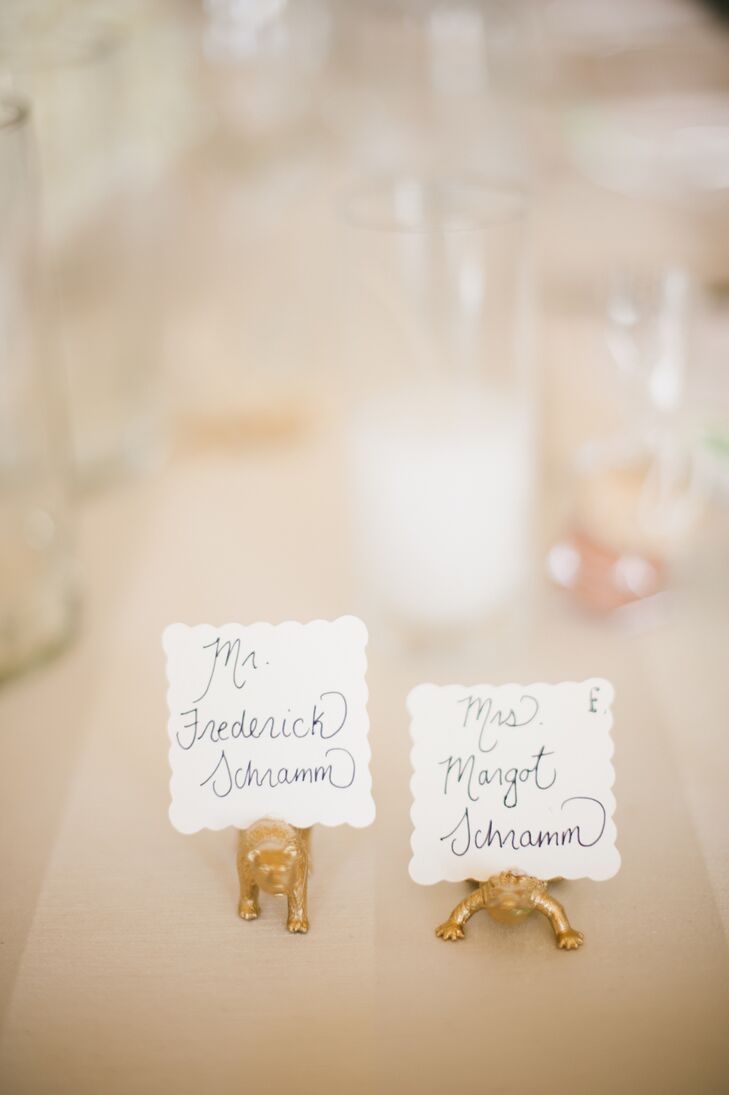 gold love place card holders