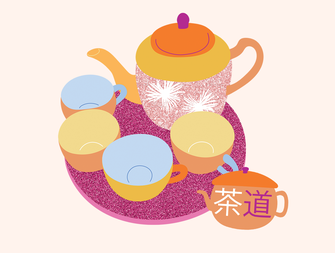 Chinese tea ceremony illustration