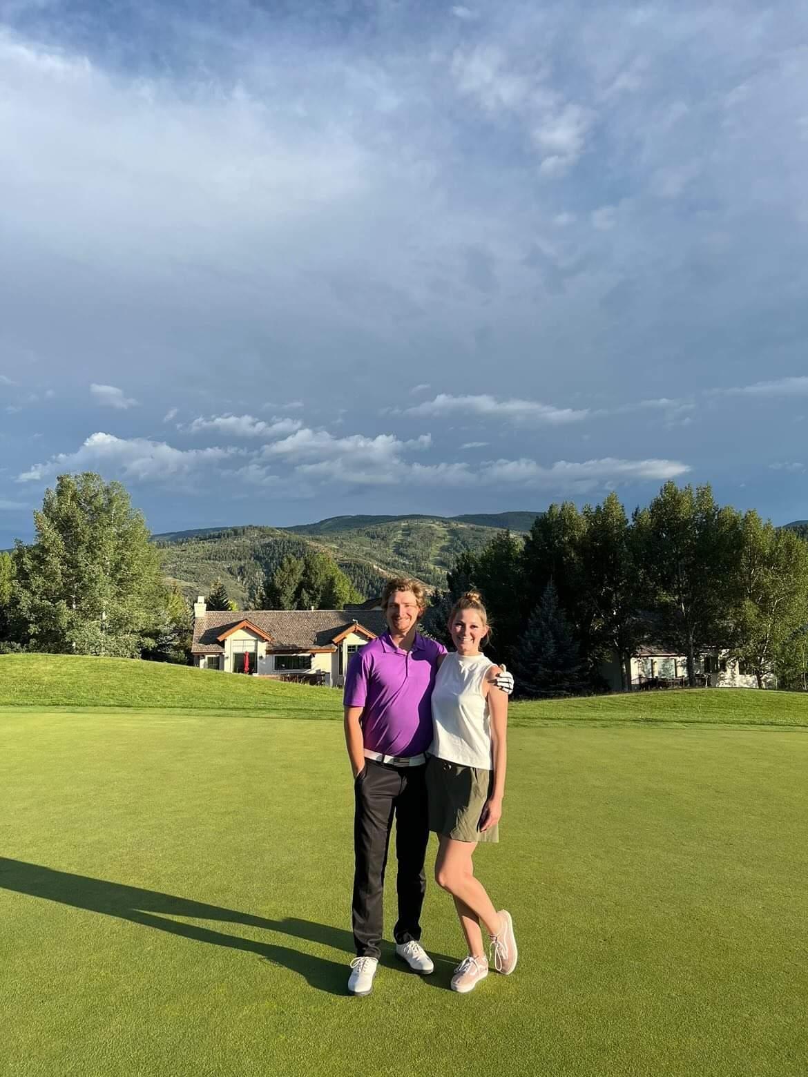 The first time Hannah played golf at Sonnenalp Golf Club.