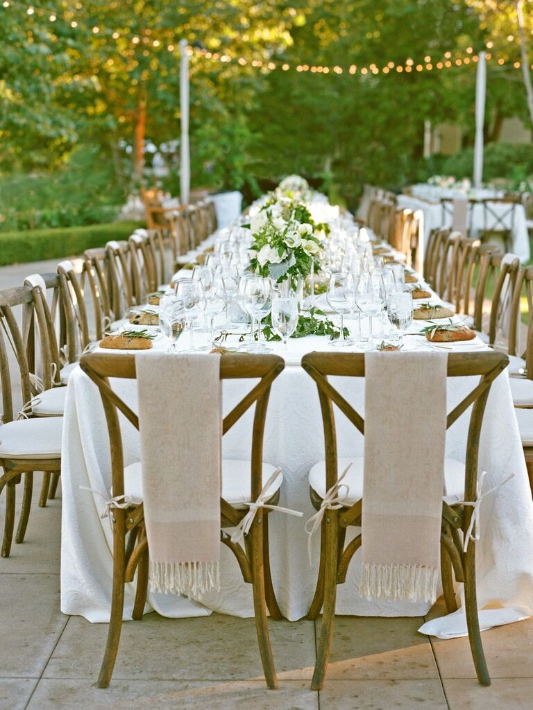 A lovely neutral-toned outdoor table setting.