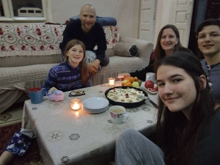 Hannah and Ethan celebrated their first Christmas where they were not long distance in Tajikistan with Ethan's family. Hannah heartily enjoyed the Zerbe's traditions and felt very loved.