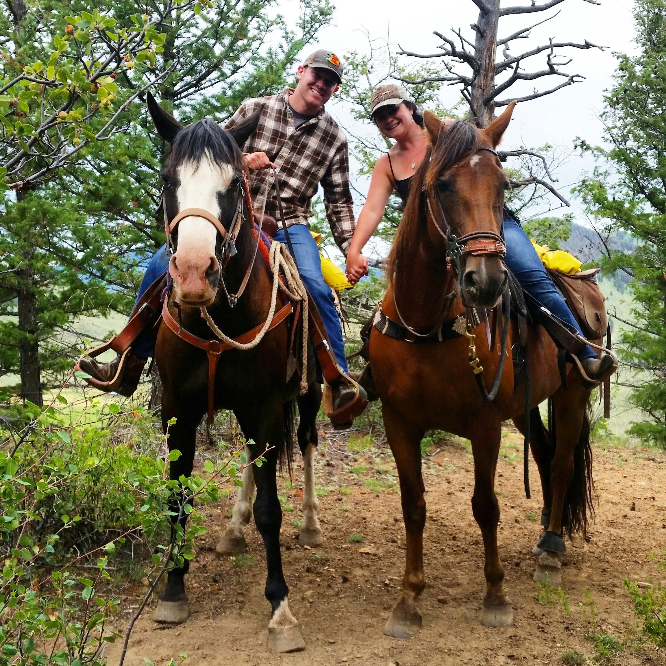 Our first horseback ride together in Colorado.