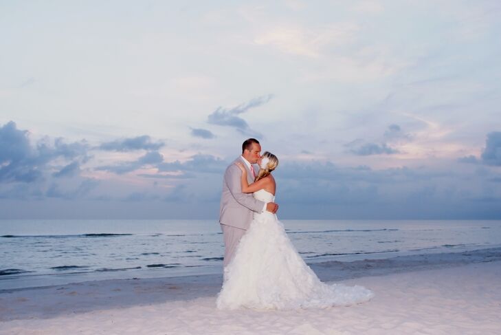 Romantic Naples Florida Beach Kissing Couple Shot