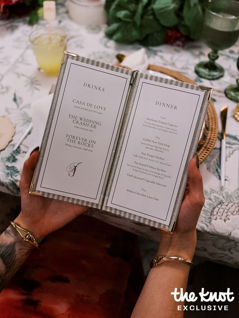 Jaylon Johnson's wedding menu