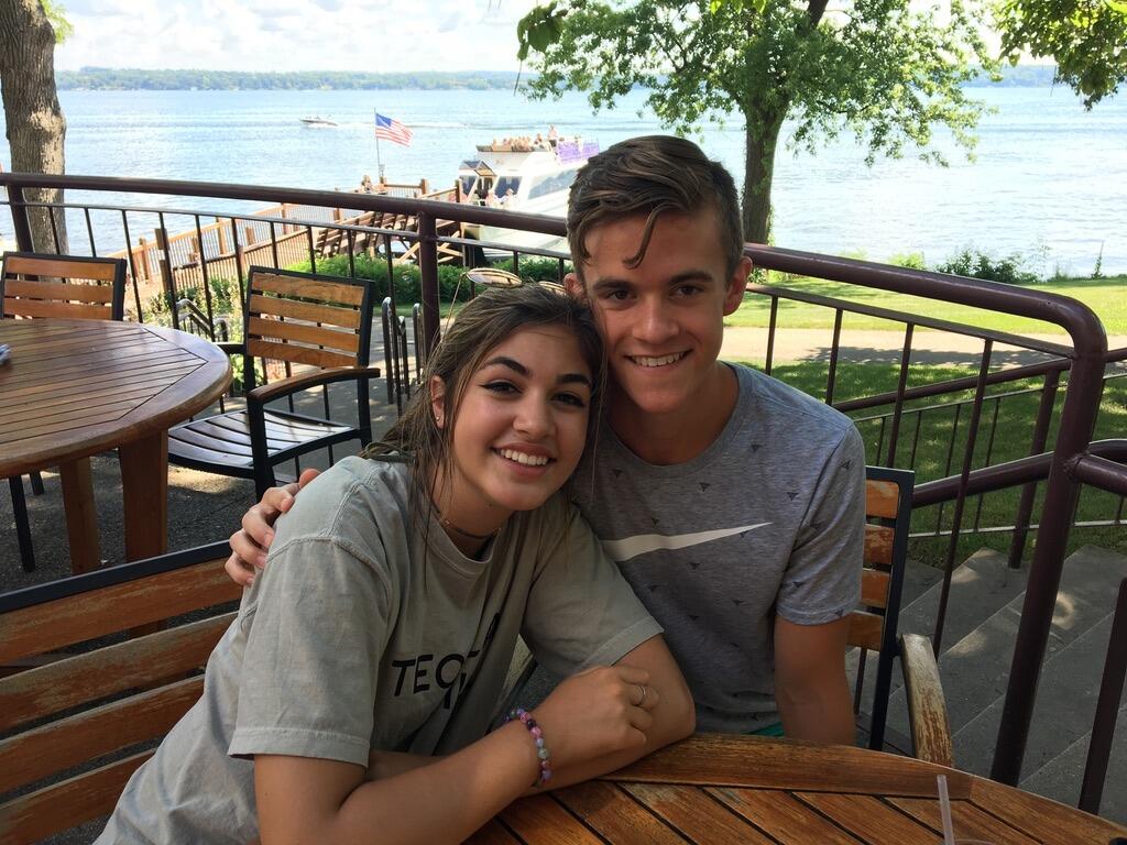 Mia and Connor meet for the first time in Green Lake, Wisconsin - after Mia's mother scouted him paddleboarding with the family dog.