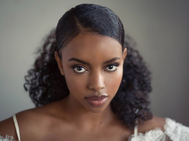 Beautiful african american woman natural makeup wear fashion