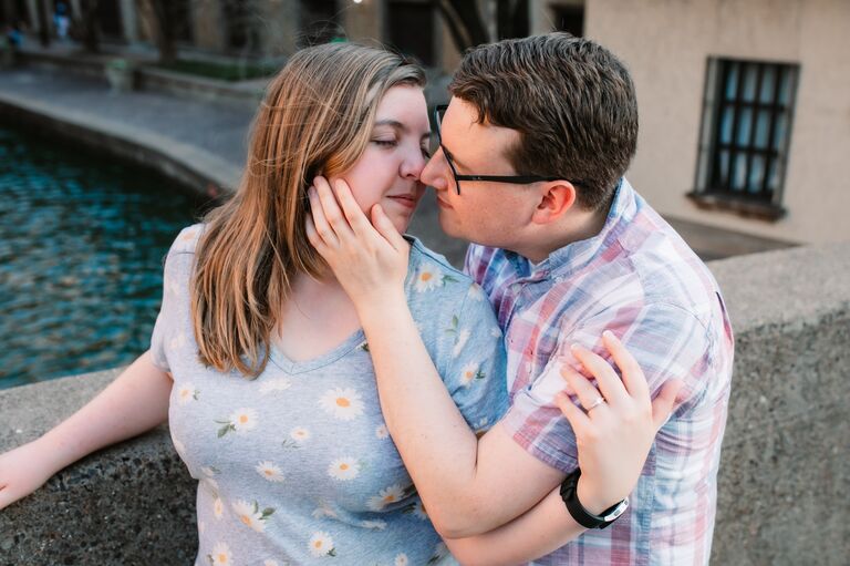 Davis proposed to Katy in the Fort Worth Botanical Gardens. Katy said YES!
