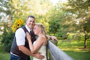 Tented Reception at Private Farm Wedding with Burlap Table Runners