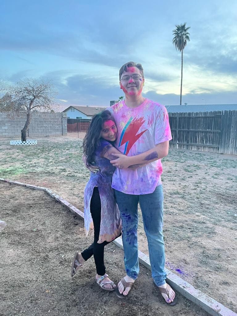 Kevin's first Holi looks like a success.