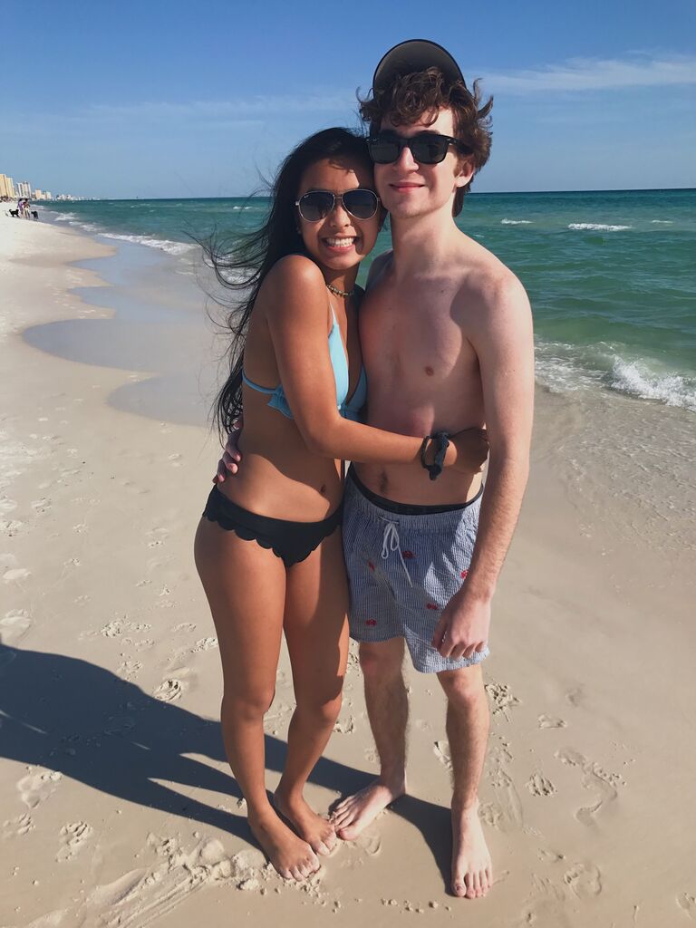 Their first beach trip together
