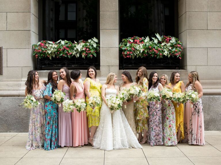 Mismatched Bridesmaid Dresses Inspiration - Different Styles & Shades