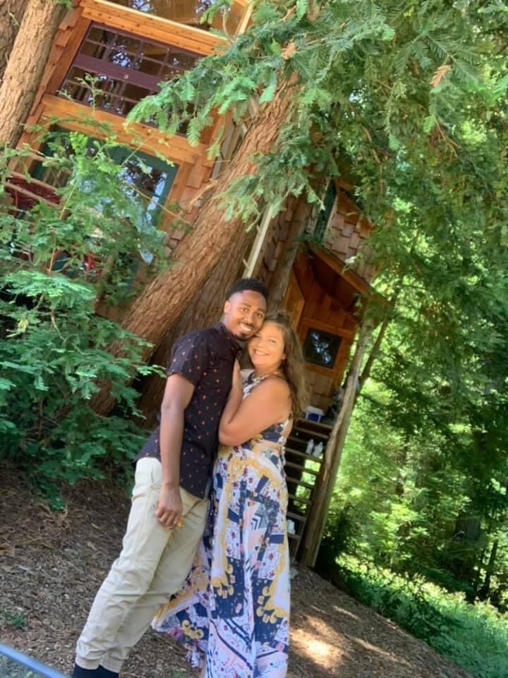 Our 1 year anniversary was celebrated at a treehouse in the Santa Cruz Hills!