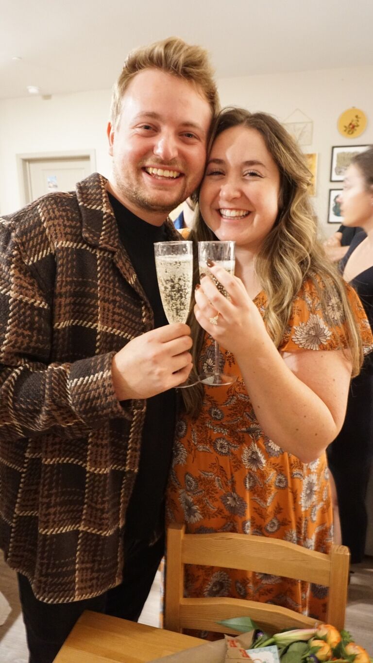 Finally engaged! Celebration with friends and family.