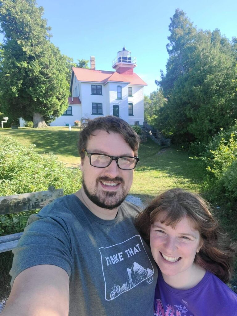Our first lighthouse selfie- Grand Traverse Lighthouse