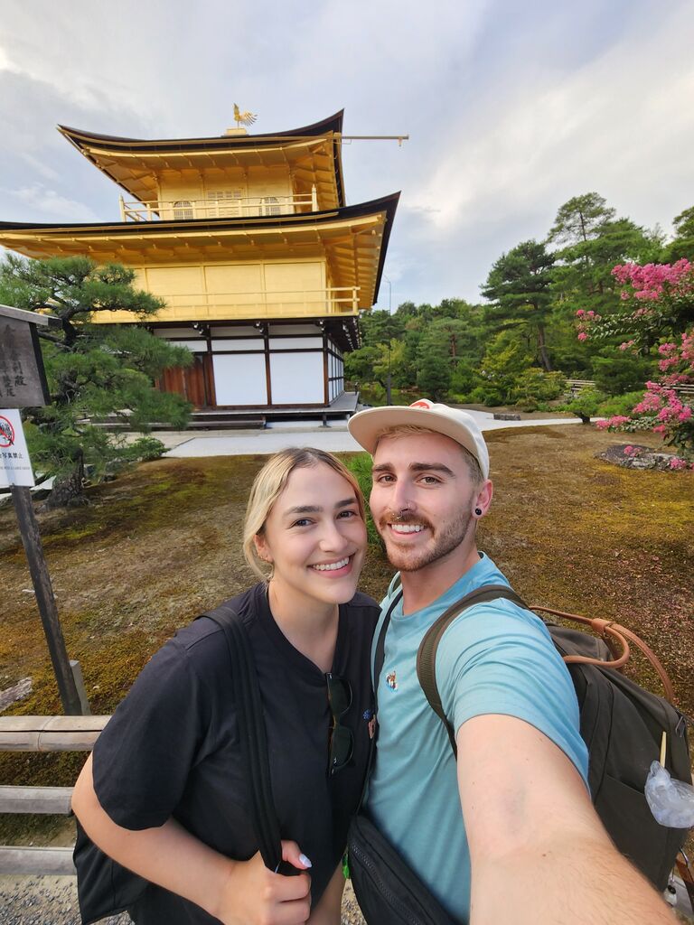 Visiting Kinkaku-ji in Kyoto. We made it with 10 minutes to spare before closing.