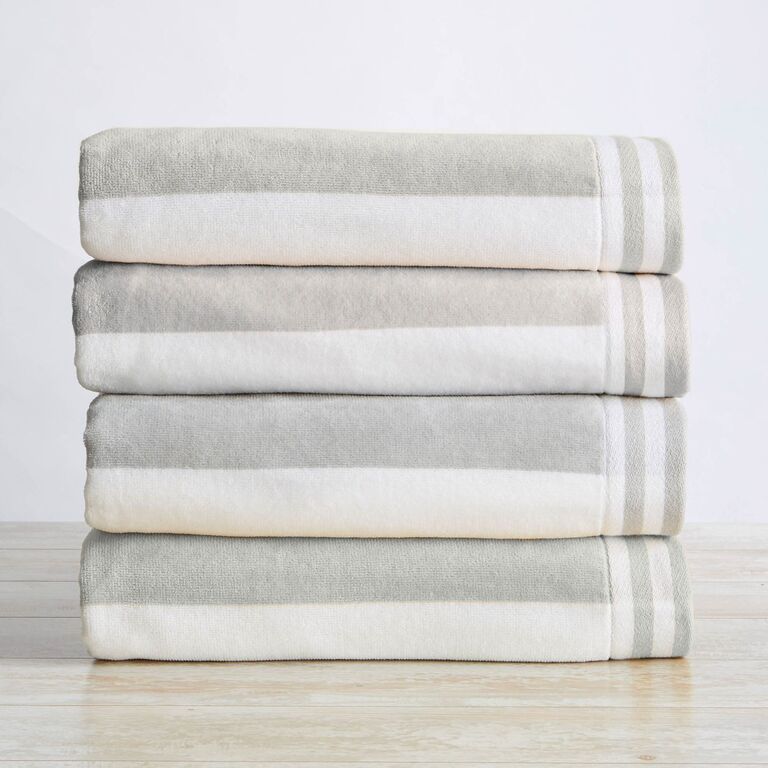 Gray and white striped beach towels, wedding gift ideas under $100